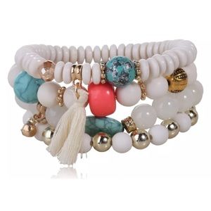New! Boho Beaded Bracelet set/ stretchy